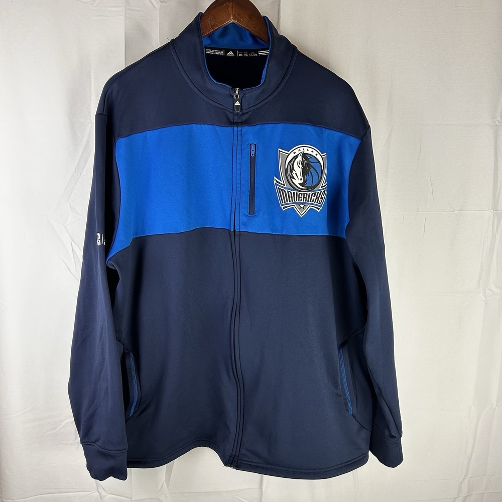 Dallas Mavericks‎ Adidas Climawarm Full Zip Jacket Mens 2XL Blue NBA